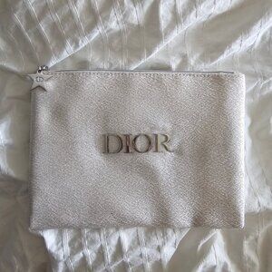 New Dior Beauty Forever Glow Max Cosmetic Pouch - White w/ Silver-toned Hardware